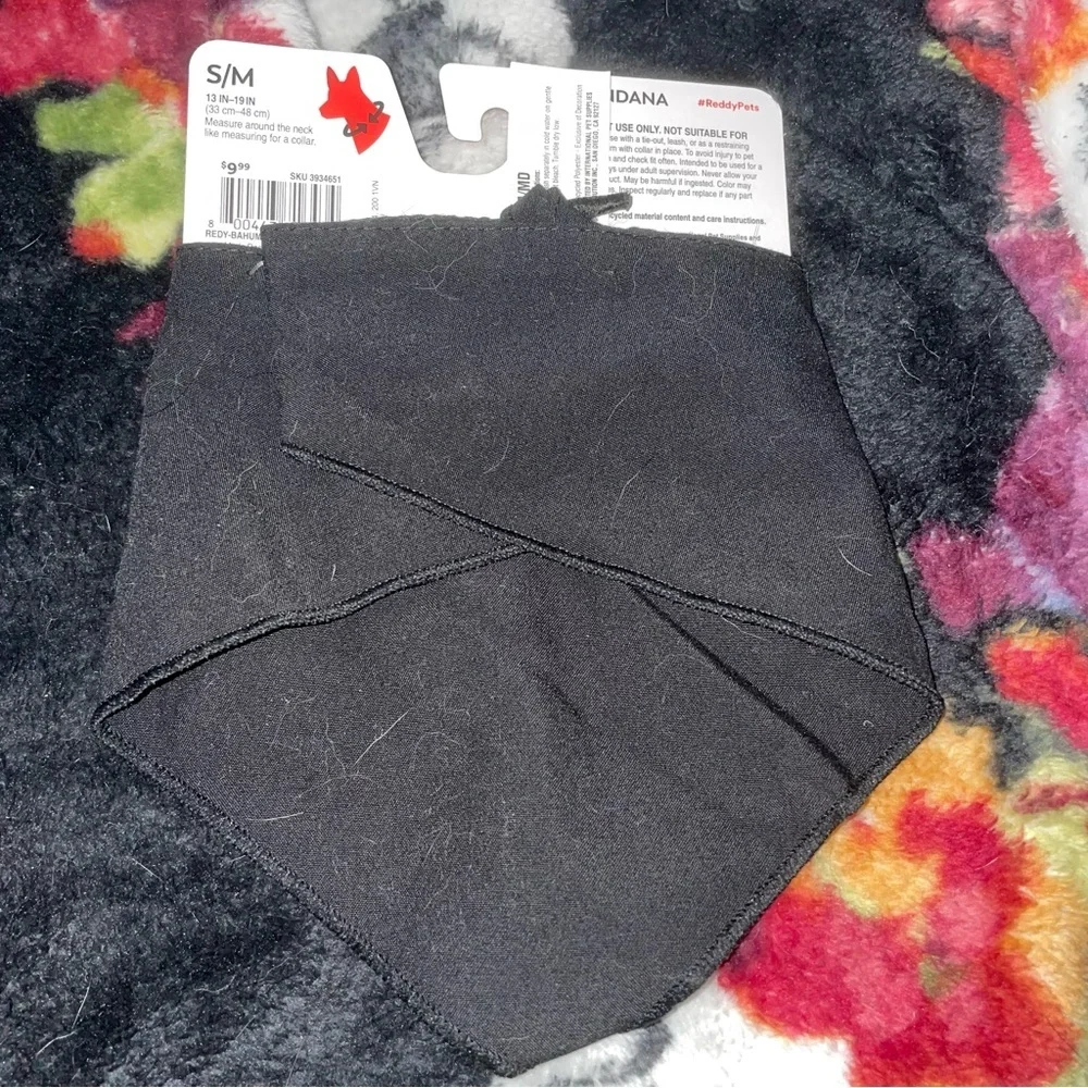 Reddy Bah Humbug Black Dog Bandana Size Small Medium